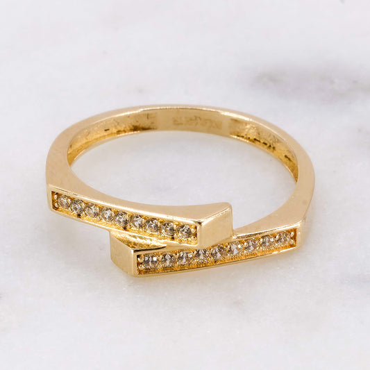 Anillo con 2 filas de zirconias 14k