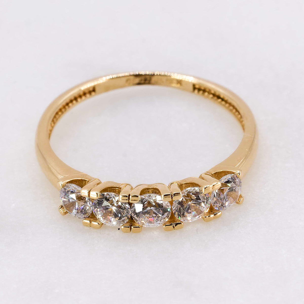 Anillo churumbela 14k con zirconias