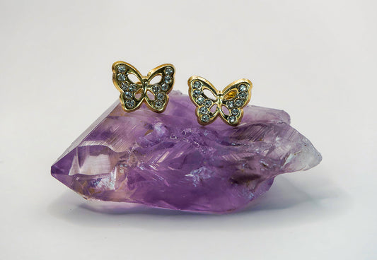 Aretes tipo Broquel de Mariposa 14k