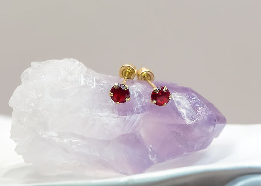 Aretes tipo broquel 14k con zirconia