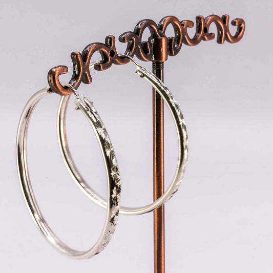 Arracadas diamantadas a rayas plata 925