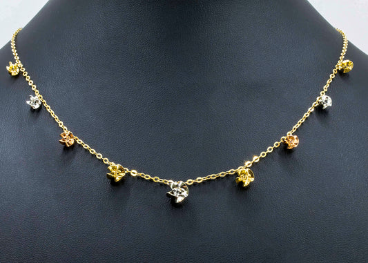 Gargantilla de flores en 3 Oros 14k