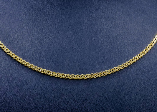 Cadena de eslabón plano doble 14k