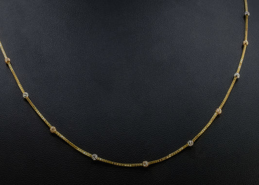 Cadena de bolitas en 3 oros 14k