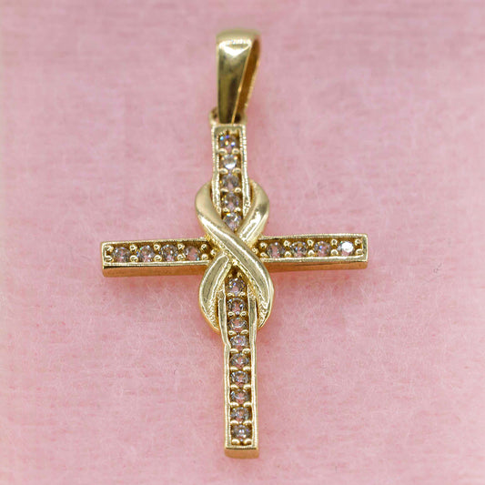 Cruz con zirconias e infinito 14k