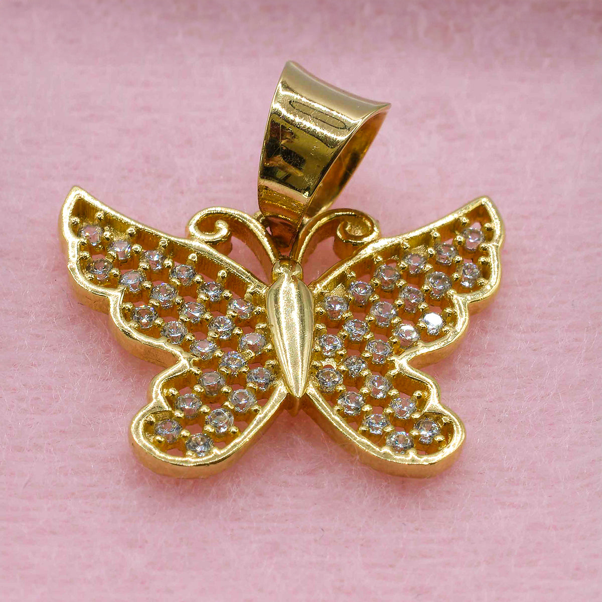 Dije de Mariposa 14k con zirconias