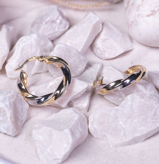 Arracadas enrolladas en 2 oros 14k