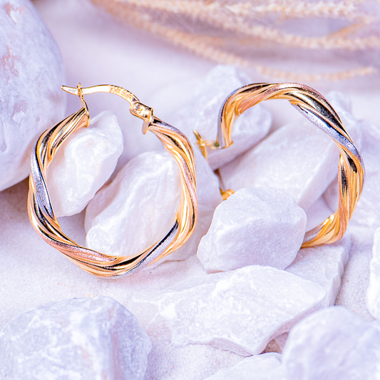 Arracadas entrelazadas de 3 oros 14k