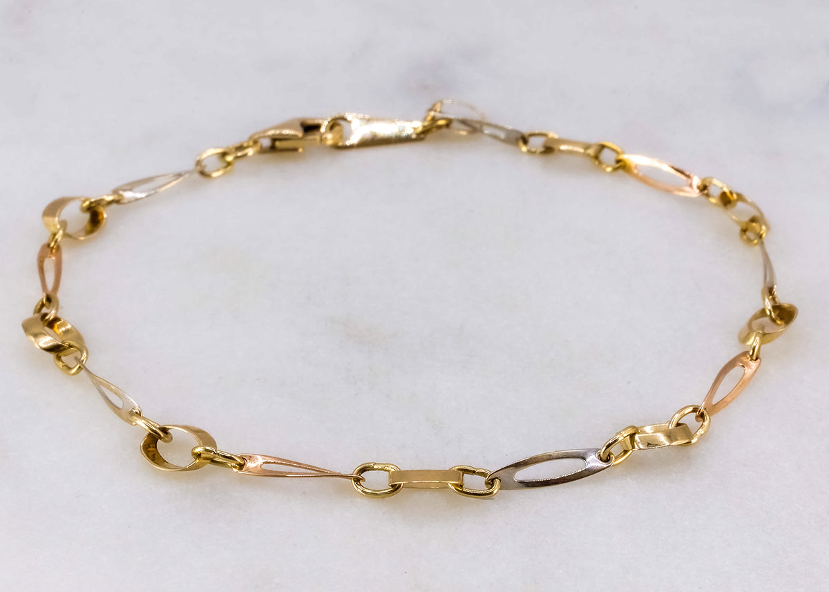Pulsera de eslabones de óvalos 14k