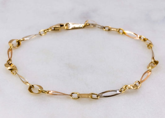 Pulsera de eslabones de óvalos 14k