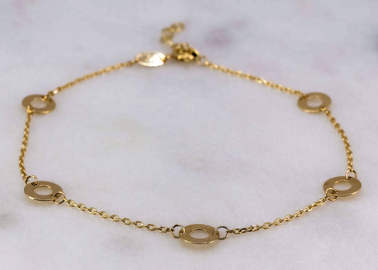 Pulsera con eslabones de círculos 14k