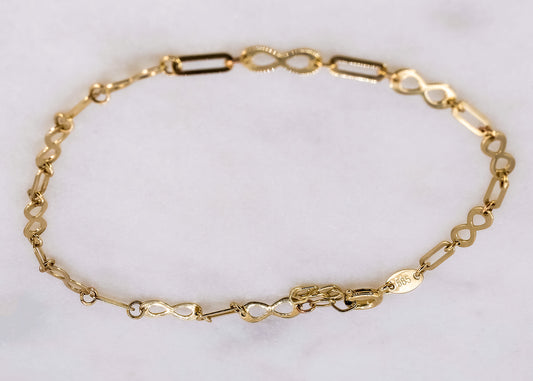Pulsera de infinitos con rectángulos 14k