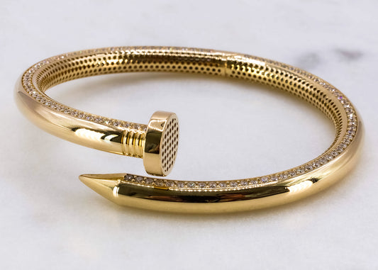 Pulsera de clavo 14k con zirconias
