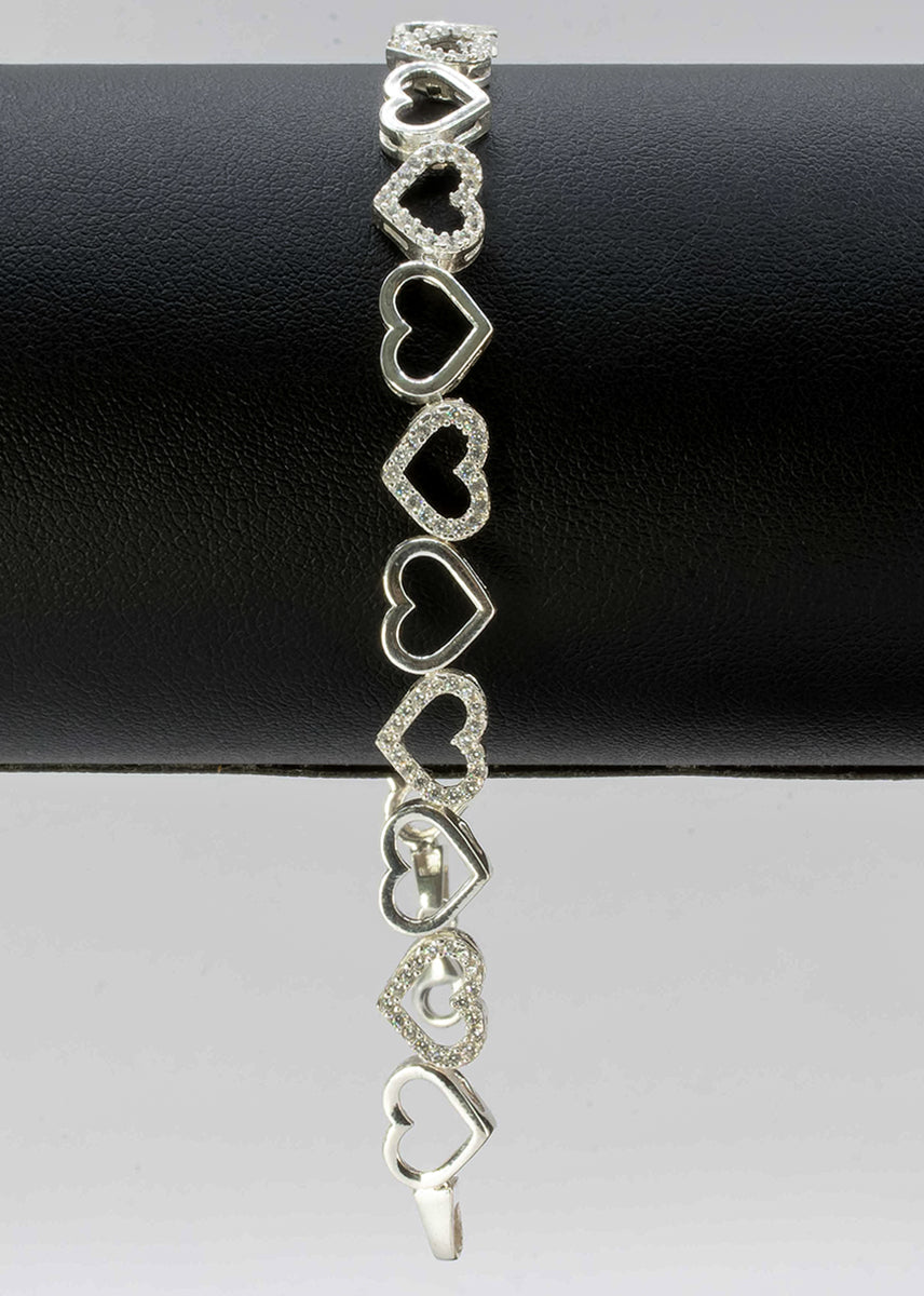 Pulsera de corazones de plata 925