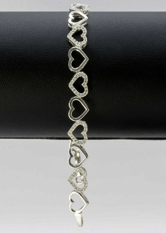 Pulsera de corazones de plata 925