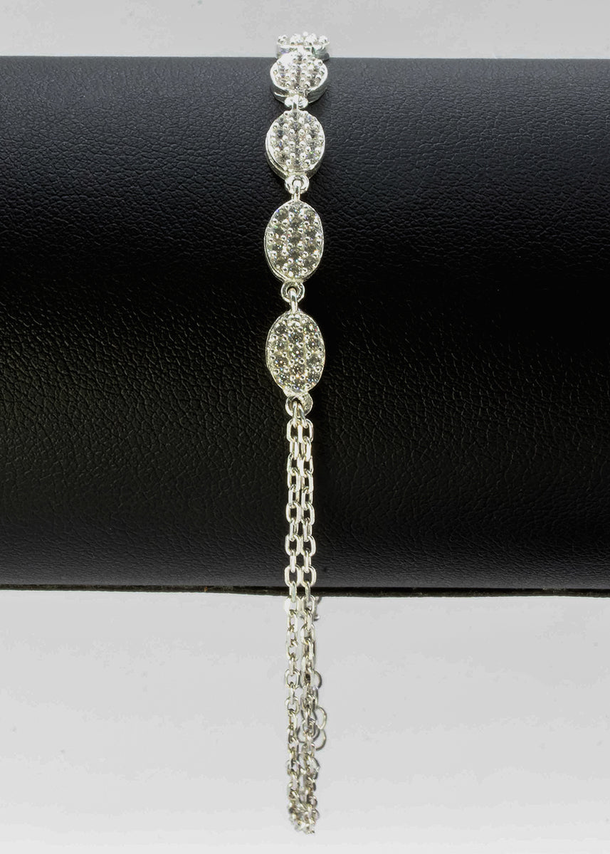 Pulsera de ovales con cristales plata 925
