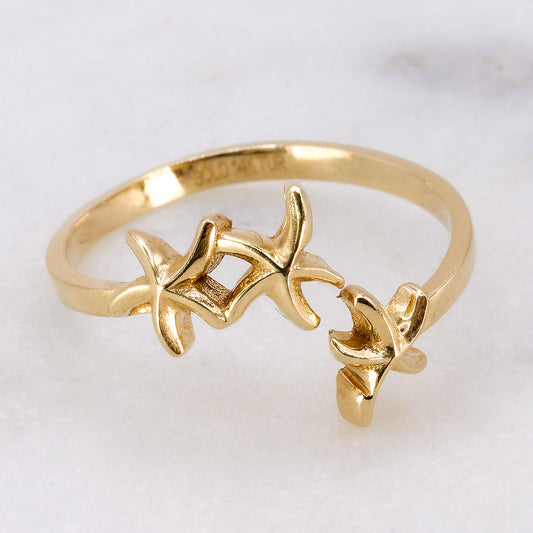 Anillo de estrellas de mar 14k